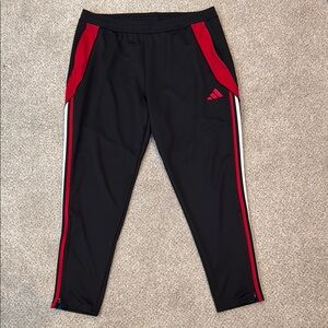 Adidas Black Track Pants with Red and Blue Stripes